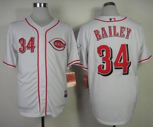 Reds #34 Homer Bailey White Cool Base Stitched MLB Jersey